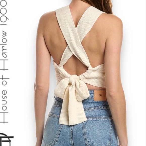 House of Harlow Boho Knit Wrap Top- Black - - Picture 4 of 4